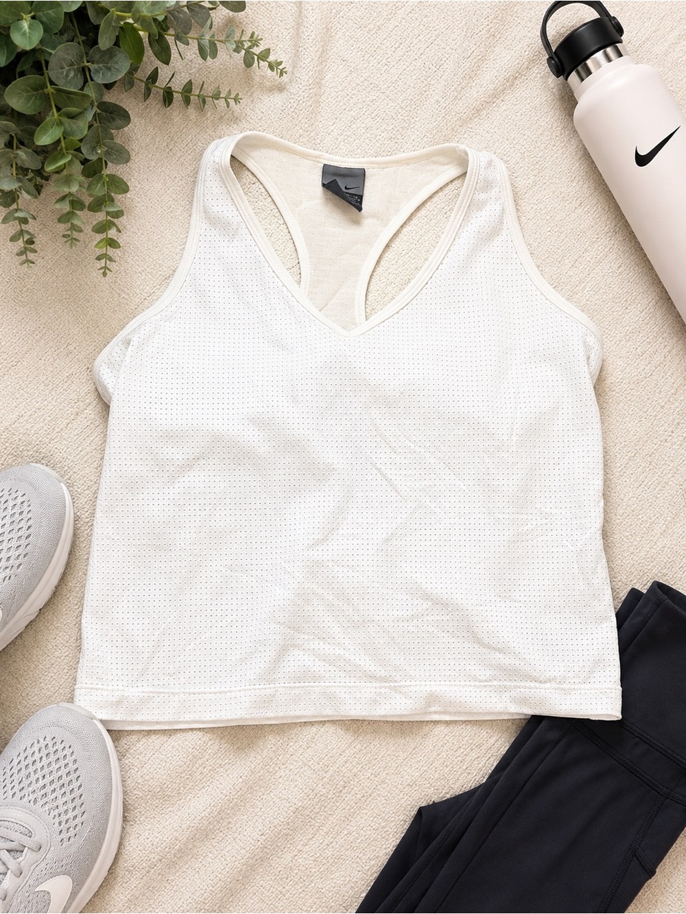 Nike Dri-FIT White Mesh Racerback Tank Top | Women’s Athletic Workout Top